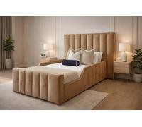 PARADISE BEDS LTD Single Wooden Upholstered Kids Bed Frame With Headboard in Camel PARADISE BEDS LTD Camel Single