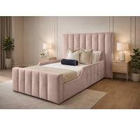 PARADISE BEDS LTD Single Wooden Upholstered Kids Bed Frame With Headboard in Dusty Pink PARADISE BEDS LTD Dusty Pink Single