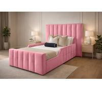 PARADISE BEDS LTD Single Wooden Upholstered Kids Bed Frame With Headboard in Light Pink PARADISE BEDS LTD Light Pink Single