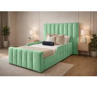 PARADISE BEDS LTD Single Wooden Upholstered Kids Bed Frame With Headboard in Pale Green PARADISE BEDS LTD Pale Green Single