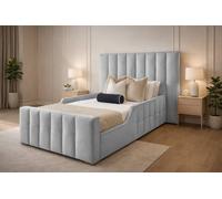 PARADISE BEDS LTD Single Wooden Upholstered Kids Bed Frame With Headboard in Silver PARADISE BEDS LTD Silver Single