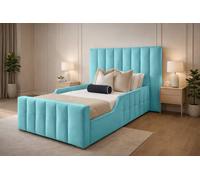 PARADISE BEDS LTD Single Wooden Upholstered Kids Bed Frame With Headboard in Teal PARADISE BEDS LTD Teal Single
