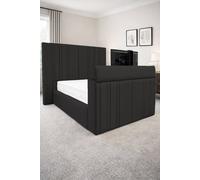 PARADISE BEDS LTD Smart Screen Velvet Upholstered Smart TV Bed Frame - Plush Velvet in Black | Size: Double PARADISE BEDS LTD Black Double