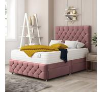 PARADISE BEDS LTD Velvet Vault Divan Bed Set With 2 Storage drawers in Pink | Size: Single PARADISE BEDS LTD Pink Single