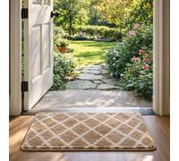Paradise Door Mat - Soft, Machine Washable Dirt Trapper Rug - Rubber Backed Floor Mat -Heavy Duty Non Slip Doormats, Super Absorbent Front Door Mat, Entrance Rug (Beige, 50x80)