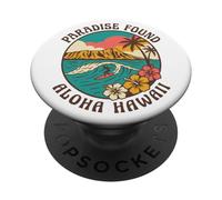 Paradise Found Aloha Hawaii Surf Wave Tropical Island Sunset PopSockets Adhesive PopGrip