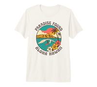 Paradise Found Aloha Hawaii Surf Wave Tropical Island Sunset Premium T-Shirt