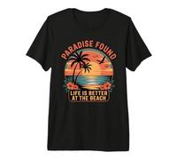 Paradise Found Life is Better At The Beach Retro Sunset Premium T-Shirt