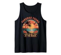 Paradise Found Life is Better At The Beach Retro Sunset Tank Top