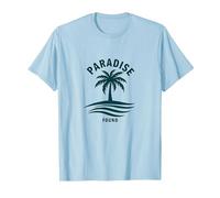 Paradise Found Tropical Palm Beach Vacation T-Shirt, Men, Baby Blue, L