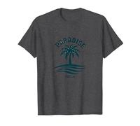 Paradise Found Tropical Palm Beach Vacation T-Shirt, Men, Dark Heather Grey, M