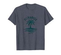 Paradise Found Tropical Palm Beach Vacation T-Shirt, Men, Heather Blue, XL