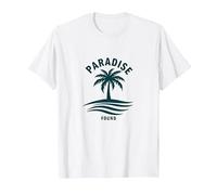 Paradise Found Tropical Palm Beach Vacation T-Shirt, Men, White, M