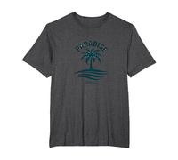 Paradise Found Tropical Palm Beach Vacation T-Shirt, Men's Big and Tall, Dark Heather Grey, 4X Tall