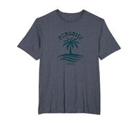 Paradise Found Tropical Palm Beach Vacation T-Shirt, Men's Big and Tall, Heather Blue, 5X Tall