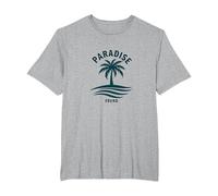Paradise Found Tropical Palm Beach Vacation T-Shirt, Men's Big and Tall, Heather Grey, 2X Tall