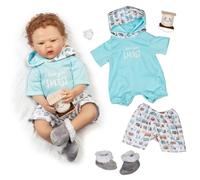 Paradise Galleries Reborn Baby Doll with Rooted Hair & Magnetic Pacifier - I Love You S-Mores - 20 inch Realistic Boy, 7-Piece Gift Set, Weighted Body
