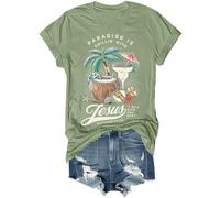 Paradise is Chillin'With Jesus I Will Give You Rest Jesus Shirt Funny Christian Beach T-Shirt Unisex Green