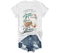 Paradise is Chillin'With Jesus I Will Give You Rest Jesus Shirt Funny Christian Beach T-Shirt Unisex White