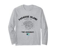 Paradise Island Shell Bahamas Flag Island Clam Caribbean Sea Long Sleeve T-Shirt