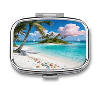 Paradise Island Small Square Pill Organizer - Travel Pill Case, Portable Daily Pill Container Medicine and Vitamins for Fish Oil and