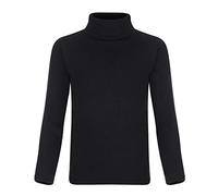 Paradise Kids Boys Girls Polo Neck Ribbed Jumper TOP Turtle ROLL Neck (Black 6Y)