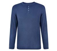 Paradise Mens Waffle TOP Crew Neck Long Sleeve EX UK Store S-5XL Button UP Stretch New Navy Blue