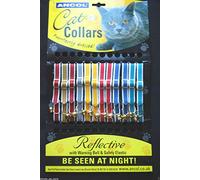 Paradise Pets 3 X Ancol Reflective Elasticated Cat Collars NOT PLASTIC CLIP COLLARS (Assorted Colors)