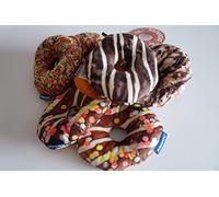 Paradise Pets ANCOL PLUSH SQUEAKY DONUT DOG TOY SOFT TOY SUITABLE FOR SMALL DOGS & PUPPIES COLOURS MAY VARY