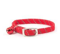 Paradise Pets ANCOL SAFETY SOFTWEAVE ELASTICATED REFLECTIVE CAT COLLAR RED WITH TRADITIONAL METAL BUCKLE (NOT PLASTIC CLIP) X 5