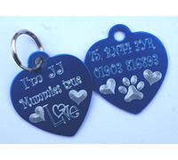 Paradise Pets BLUE HEART SHAPE DOG TAG MUMMIES TRUE LOVE 30mm PERSONALISED ENGRAVED DOG ID TAG