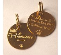 Paradise Pets SOLID BRASS DOG PUPPY ID TAG 20MM HAND ENGRAVED BOTH SIDES + SPLIT RING
