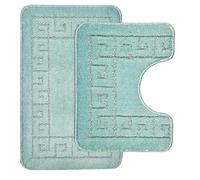 Paradise Products Bath Mat Set - New Greek Rug Style, 2-Piece Non-slip Bathroom Mats (Aqua)