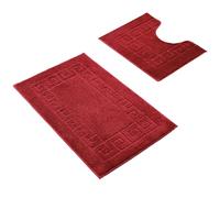 Paradise Products Bath Mat Set - New Greek Rug Style, 2-Piece Non-slip Bathroom Mats (Burgundy)