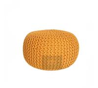 PARADISE STAR Chunky Knitted Round Large 100% Cotton Pouffe Footstool Ottoman Handmade Knitted Pouffe Children Adults Kids Living Room COLOUR MUSTARD