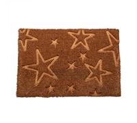 PARADISE STAR Coir Door Mat Welcome Modern Designs Mats Natural Coir Non-Slip Indoor Outdoor 40cm x 60cm (Emossed Stars)