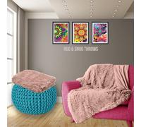 PARADISE STAR Cuddles Alaska Hug & Snug Faux Fur Reversible Plain Sherpa Teddy Throw Blanket BLUSH PINK 150cmx 200cm