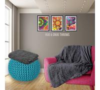 PARADISE STAR Cuddles Alaska Hug & Snug Faux Fur Reversible Plain Sherpa Teddy Throw Blanket CHARCOAL 150cmx 200cm