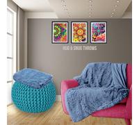 PARADISE STAR Cuddles Alaska Hug & Snug Faux Fur Reversible Plain Sherpa Teddy Throw Blanket DENIM BLUE 150cmx 200cm