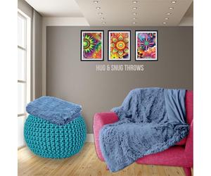 PARADISE STAR Cuddles Alaska Hug & Snug Faux Fur Reversible Plain Sherpa Teddy Throw Blanket DENIM BLUE 150cmx 200cm