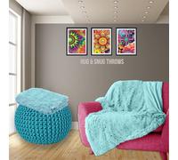 PARADISE STAR Cuddles Alaska Hug & Snug Faux Fur Reversible Plain Sherpa Teddy Throw Blanket DUCK EGG 150cmx 200cm
