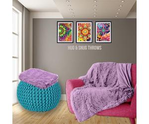 PARADISE STAR Cuddles Alaska Hug & Snug Faux Fur Reversible Plain Sherpa Teddy Throw Blanket LILAC 150cmx 200cm