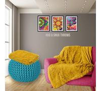 PARADISE STAR Cuddles Alaska Hug & Snug Faux Fur Reversible Plain Sherpa Teddy Throw Blanket OCHRE 150cmx 200cm