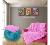 PARADISE STAR Cuddles Alaska Hug & Snug Faux Fur Reversible Plain Sherpa Teddy Throw Blanket PINK 150cmx 200cm