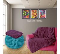 PARADISE STAR Cuddles Alaska Hug & Snug Faux Fur Reversible Plain Sherpa Teddy Throw Blanket PLUM 150cmx 200cm