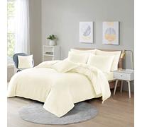 PARADISE STAR Duvet Quilt Cover Bedding Set With Matching Pillow Case Easy Care Poly Cotton CREAM SUPERKING
