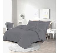 PARADISE STAR Duvet Quilt Cover Bedding Set With Matching Pillow Case Easy Care Poly Cotton GREY SUPERKING