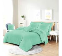 PARADISE STAR Duvet Quilt Cover Bedding Set With Matching Pillow Case Easy Care Poly Cotton MINT SUPERKING
