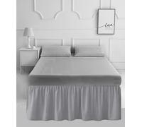 PARADISE STAR Extra Deep Base Valance Bed Sheet 16 Inch Frill - Poly Cotton Percale Easy Care Valance Sheet for Divan Bed, Soft Durable Bedding (Silver, King)