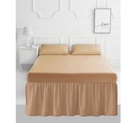 PARADISE STAR Extra Deep Base Valance Bed Sheet 16 Inch Frill - Poly Cotton Percale Easy Care Valance Sheet for Divan Bed, Soft Durable Bedding (Latte, Double)